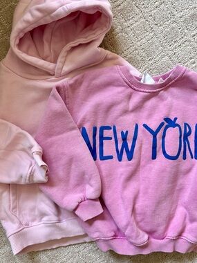 Zara Pink Hooded Sweatshirt & Pink New York Graphic Sweatshirt